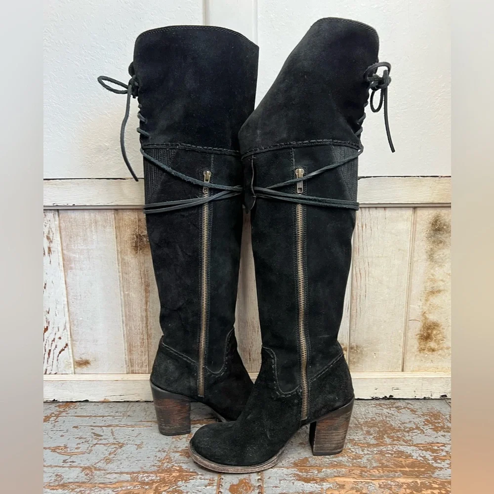 Freebird By Steven Brock Black Suede Over The Knee Boots